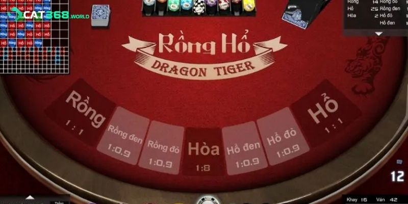 Giao diện chia bài rồng hổ online với đồ họa bắt mắt.